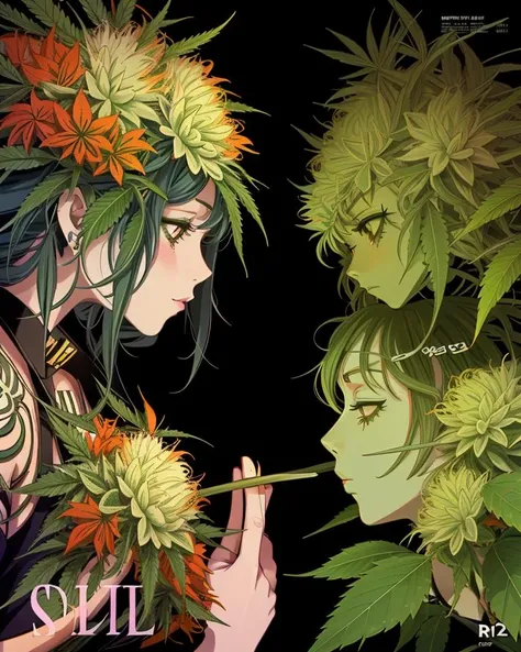 ​masterpiece, top-quality,masutepiece, Best Quality, The world of cannabis、wide, ?????????, ?????, ?????, wingspan, smokeing,fumo,splatters、Original、thick smoke, Clean smoke、spiritual、、Wide View、breath taking, fronds, ???????? Research Institute、?????????, The large,