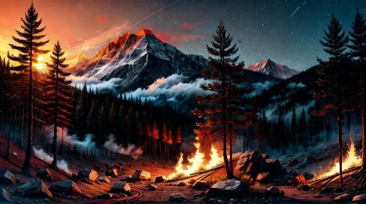 Burning forest