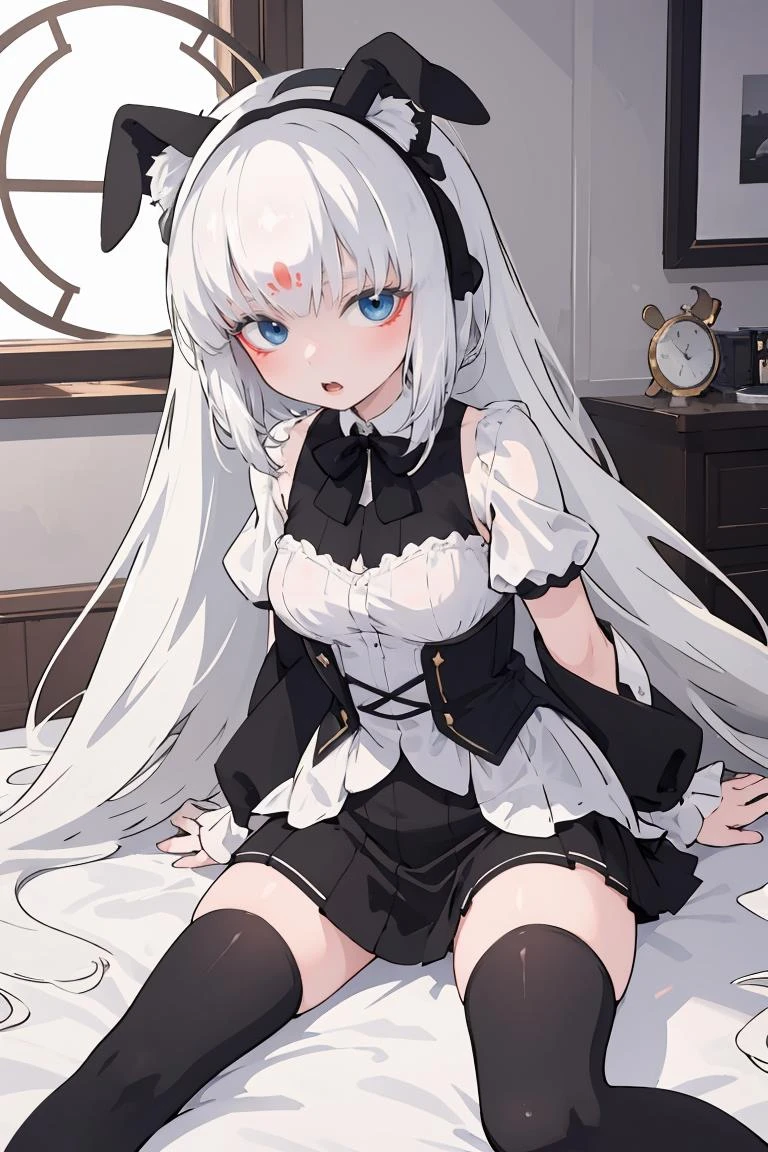 (masterpiece, best quality), 1girl, <lora:yukino:1> yukino , black thighhighs, blouse, skir, sfw