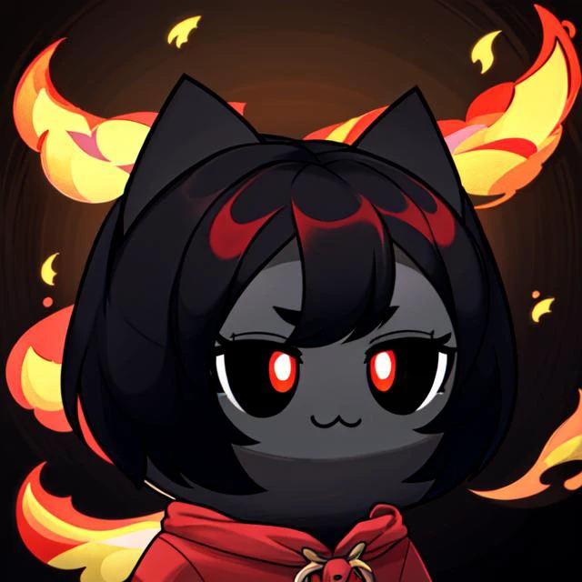 [hellhound:cc0_tubbycats:0.5], cat ears, fire, black sclera, 
<lora:cc0_tubbycats-000004:0.75>  <lora:hellhound_V1:0.8>,