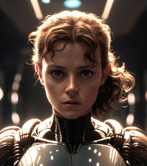 cleavage, (masterpiece) (best quality), photorealistic, incredibly absurdres, (beautiful (sigourney_weaver:0.5) as  \(Ellen_ripley\) from \(Alien II\):1.2), atmospheric lighting, official media,,  subsurface scattering,  brown hair, perfect face,  beautifully detailed,
(young:0.5) , 
spaceship interior,tight , tight top,
backlit from behind with consoles monitors  in the background,
glass_cracks, gravityless,  
apprehensive,braless,(downblouse),midriff, (sideboob), obedient,scared,
HR Giger Alien  with  dripping (slime:0.7),staring at each other,
sense of depth, (realistic photo),(photorealistic), (masterpiece), high res, highest quality,  chromatic lighting, realistic lighting,