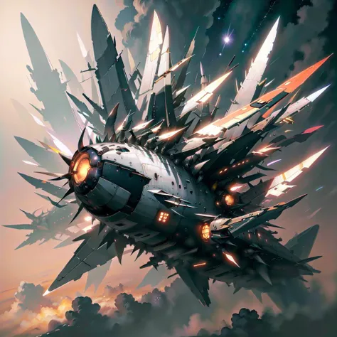 <lora:ManyBladesAIv2:.9> ManyBladesAI spaceship in space, stars