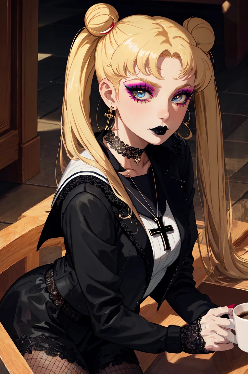 detailed face, detailed eyes, official art, HoldingACupofCoffee SailorMoonGoth