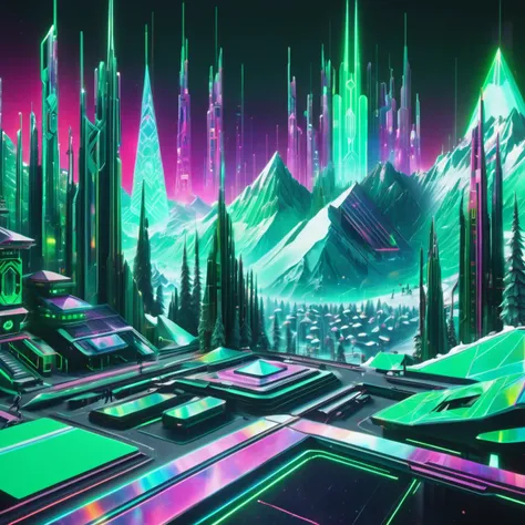 holographic hologram DonMCyb3rSp4c3XL Ski Resort Town, cyberspace,sci-fi, tech,<lora:DonMCyb3rSp4c3XL-000010:0.85>