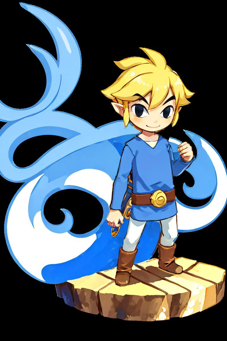 <lora:Harada_Takehito_v2_Repeats5:0.8>,((masterpiece,best quality)), <lora:Toon_Link_Zelda:0.9>, Toon_Link_Zelda, black eyes, blue link, solo, 1boy, tunic, belt, solo, smiling, standing, looking at viewer,