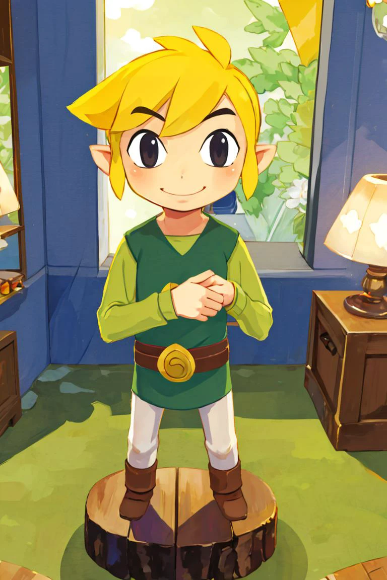 <lora:Harada_Takehito_v2_Repeats5:0.8>,((masterpiece,best quality)), <lora:Toon_Link_Zelda:0.9>, Toon_Link_Zelda, black eyes, red link, solo, 1boy, tunic, belt, solo, smiling, standing, looking at viewer,