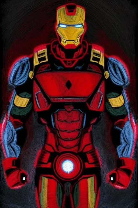 iron man, dark theme, paint style <lora:Name:1>