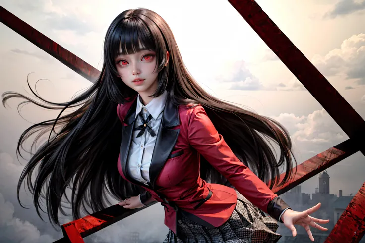 (masterpece:1.3),(best quality:1.3), 1girl, <lora:jabami yumeko_v10:0.8> hmjy1, long hair, blunt bangs, hmjy1, long hair, blunt bangs, red eyes, school uniform, red jacket, black pantyhose, white shirt, black ribbon, pleated skirt, long sleeves
<lora:add_detail:1>,