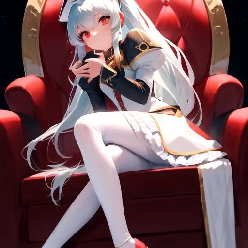winter coat,standing,whole view,mountain background,sit on a chair,hot chocolate,outside, <lora:vanilla_h:0.8>,dress, frills, juliet sleeves, long hair, long sleeves, ponytail, puffy sleeves, white dress, pantyhose, white pantyhose, white legwear, thighhighs, frilled skirt, white footwear, white skirt, drill hair, hat,green hair,red eyes, 8k,rtx,1girl, masterpiece, best quality, illustration, absurdres, extremely detailed face, perfect lighting