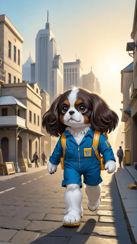 surreal supernatural fantasy illustration showing an (anthropomorphic:1.2) ( (brown:1.2)-(white:0.7) Phalene continental toy spaniel:1.2) wearing a construction worker's outfit and walking by the street (standing on rear legs:1.2) toward ancient treasury or bank, dimmed morning light, modern cozy city in background
BREAK frontal light, flat digital illustration, (trending on deviantart:0.6), cartoon with thin sharp outlines
BREAK NOBLEDOGS_CTS <lora:NOBLEDOGS_CTS-000018:0.33> NOBLEDOGS_CKCS <lora:Noble_Dogs_XL_CKCS_E27:0.13>