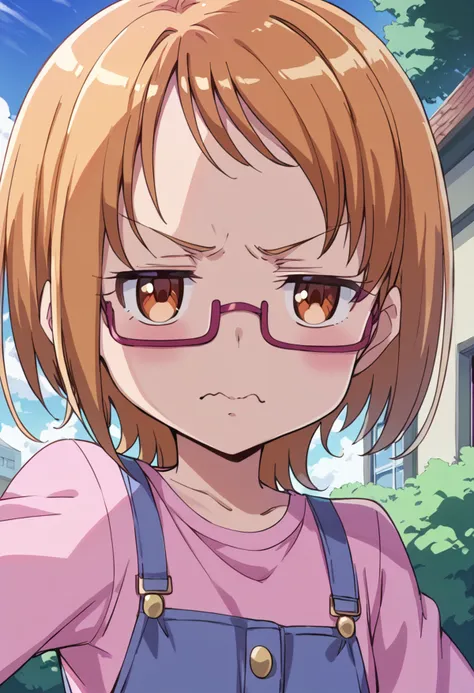 score_9, score_8_up, score_7_up, source_anime BREAK
shirabe ako, 1girl, solo, brown eyes, short hair, blush stickers, brown hair, day, under-rim eyewear, blue sky, frown, wavy mouth, chibi, pink-framed eyewear, cloud, orange hair, closed mouth, april fools, outdoors, :<, blush, face, close-up, red-framed eyewear, blonde hair, tree, school uniform, gununu, building, anime coloring, half-closed eyes, portrait, empty eyes, angry, looking at viewer, orange eyes, window, wide face, purple-framed eyewear, v-shaped eyebrows, school, house, bush, bangs, no nose, sad, cloudy sky, squinting, annoyed, furrowed brow, peeking out, light brown hair, 3:, upper body, looking to the side, eyelashes, overalls, pink shirt, long sleeves
<lora:cure_muse_shirabe_ako_sdxl_locon_pony_v1:0.7> <lora:jitome_pony_v01Ca:2>