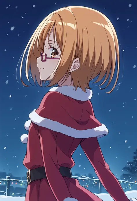 score_9, score_8_up, score_7_up, source_anime BREAK
shirabe ako, 1girl, solo, short hair, santa costume, brown eyes, brown hair, capelet, orange hair, looking back, belt, from behind, red-framed eyewear, pink-framed eyewear, eyelashes, profile, purple-framed eyewear, red capelet, red dress, black belt, arms behind back, fur trim, pom pom \(clothes\), upper body, orange eyes, looking at viewer, fur-trimmed capelet, long sleeves, blonde hair, shiny, christmas, standing, anime coloring, shiny hair, bangs, closed mouth, skirt, wall, from side, heart belt, under-rim eyewear, sidelocks, red eyes, night, night sky, snowing, snow, smile, christmas lights
<lora:cure_muse_shirabe_ako_sdxl_locon_pony_v1:0.7>