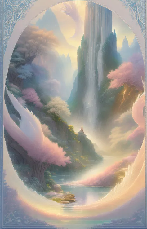 ((game pixel art)), A mystical animal soaring over a peaceful river, surrounded by a halo of soft light, (muted colors:1.2), (subtle:1.3), (harmonious:1.2), (tranquil:1.4), digital painting in a unique style inspired by Kay Nielsen, Ivan Bilibin, and Arthur Rackham, (embossed painting texture:1.3), (detailed:1.2), (trending on Artstation:1.1), (reflections on the water:1.2), (ethereal:1.2), (intricate details:1.3), 8K resolution, photorealistic, (faded:1.2), HDR, (trending on CGsociety:1.1), (mystical:1.3), peaceful, (sublime:1.2)