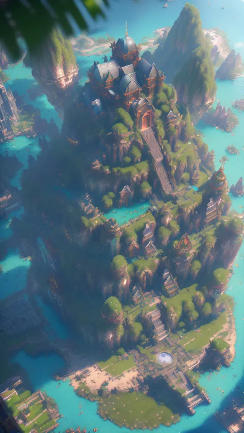 ((8k, RAW photo, best quality, masterpiece:1.2), (realistic, photo-realistic:1.37), octane render, ultra high res, ultra-detailed , professional lighting, photon mapping, radiosity, physically-based rendering, ue5, ((island sanctuary)), ((ancient fallen kingdom)), ((reflections in water)), ((raytracing)), ((drowned city)), pixel,pixel art,