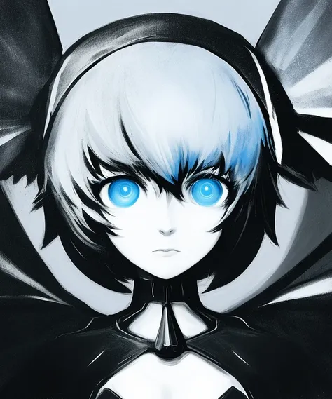 masterpiece, best quality, styhuke, black rock shooter, solo, 1girl, (Cirno:1.2), portrait