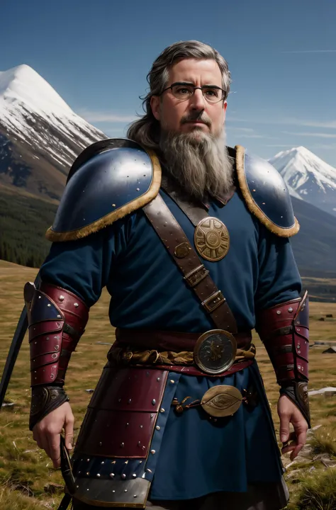 photo of sks person as a viking warrior,  cartoon in the style of pixar, detailed armour, 8k photography, Fuji XT3 <lora:lora_johnoliver_v1_from_v1_160:1>