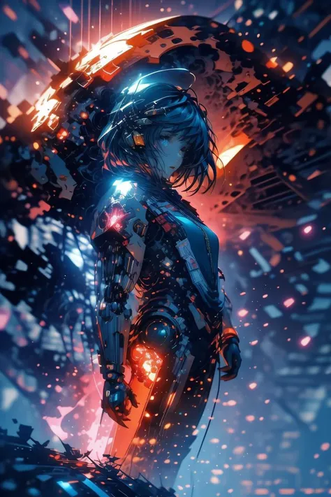 (Maximalist Vector image:1.2) of (Graphic novel:1.3) photo of a woman, <lora:Gundam girl_20230712160146:1> Gundam girl,(Flat style:1.3),Illustration,Behance,(Vivid Colors:1.4),robot,((cyborg)),machine,futuristic,concept Art by senior character Artist,featured on zbrush central,trending on polycount,trending on ArtStation,CGSociety,hard surface modeling, <lora:LCM_LoRA_Weights_SD15:1>