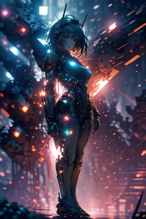 (Extreme Painting:1.2) of (Rough sketch:1.3) photo of a woman, <lora:Gundam girl_20230712160146:1> Gundam girl,(Desaturated:1.4),robot,((cyborg)),machine,futuristic,concept Art by senior character Artist,featured on zbrush central,trending on polycount,trending on ArtStation,CGSociety,hard surface modeling, <lora:LCM_LoRA_Weights_SD15:1>