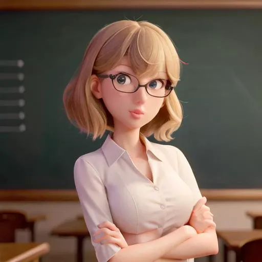 <lyco:locon_taylor_v1_from_v1_64_32 (1):1.0> Taylor Swift (sks woman:0.99), 2d, masterpiece, best quality, anime, highly detailed face, highly detailed background, perfect lighting, As a schoolteacher with glasses
