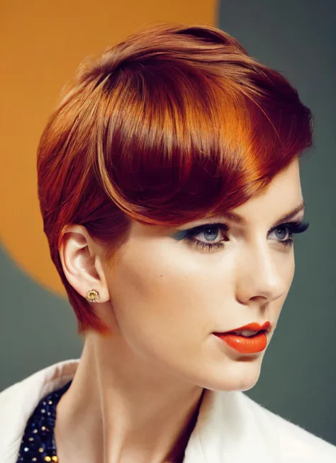 analog style, modelshoot style, portrait of sks woman by Flora Borsi, style by Flora Borsi, bold, bright colours, orange Mohawk haircut, ((Flora Borsi)), <lora:locon_taylor_v1_from_v1_64_32:1.4>