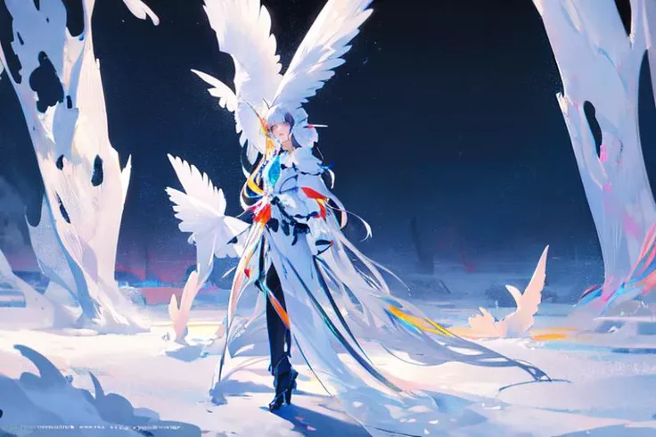 (otherworldly), highly insanely detailed, masterpiece, top quality, best quality, highres, 4k, 8k, RAW photo, (very aesthetic, beautiful and aesthetic), <lora:snowylandscape:1>, (snowylandscape, pure winter:1.2), long shadows, cloudy sky, light rays,
psychedelic, prismatic,
1girl, solo,
Tower13_Gizelle,
a beautiful elvish girl,
dark_skin, tan_skin, tanned skin, dark skin, dark-skinned, black-skinned, bronze skin,
(blue hair,light black (soft black) hair ,rainbow hair,Iridescence hair),
(a colorful background,solid color,solid color background,gradient background,neon color,multicolored background:1.2), (fantasy world)âââ