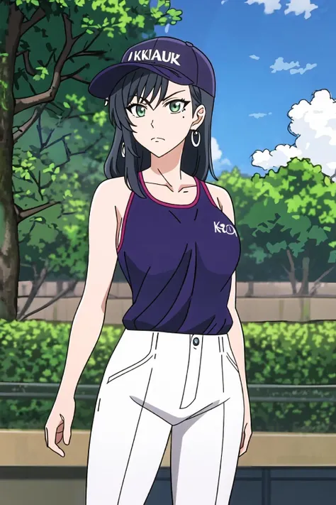 ((masterpiece)),((best quality)),ultra-detailed,illustration,1girl,solo,mole under eye,hat,mole,jewelry,earrings,black hair,umbrella,long hair,green eyes,outdoors,baseball cap,tree,portrait,closed mouth,anime coloring,frown,brown headwear,parody,Kawakubo Chinu,anime screencap,cowboy shot,,collarbone,bangs,Manga,,Beautiful Finger,(Beautiful long legs),Beautiful body,Beautiful Nose,Beautiful character design,perfect eyes,perfect face,wallpaper,,looking at viewer,bubble,cloud,alluring,official art,extremely detailed,CG unity,perfect lighting,Colorful,ultra highres,4K,photography,8K,HDR,highres,full body,<lora:iyanakao:0.5>,<lora:Kawakubo Chinu_20230627113603:0.8>,(Normal breast),
black umbrella,castform \(rainy\),(rain),