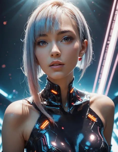 scor_9, score_8_up, score_7_up, beautiful slim and petite girl, seductive rectangular [asian:0.5] face, glossy lips, mouth open,  [hair in the style of lucy \(cyberpunk\):dark blue bob cut hair:0.5], tight hightech bodysuit, attractive, submissive, lustful, inviting, dramatic vibrant atmospheric lighting space background, gorgeous, epic, surreal,