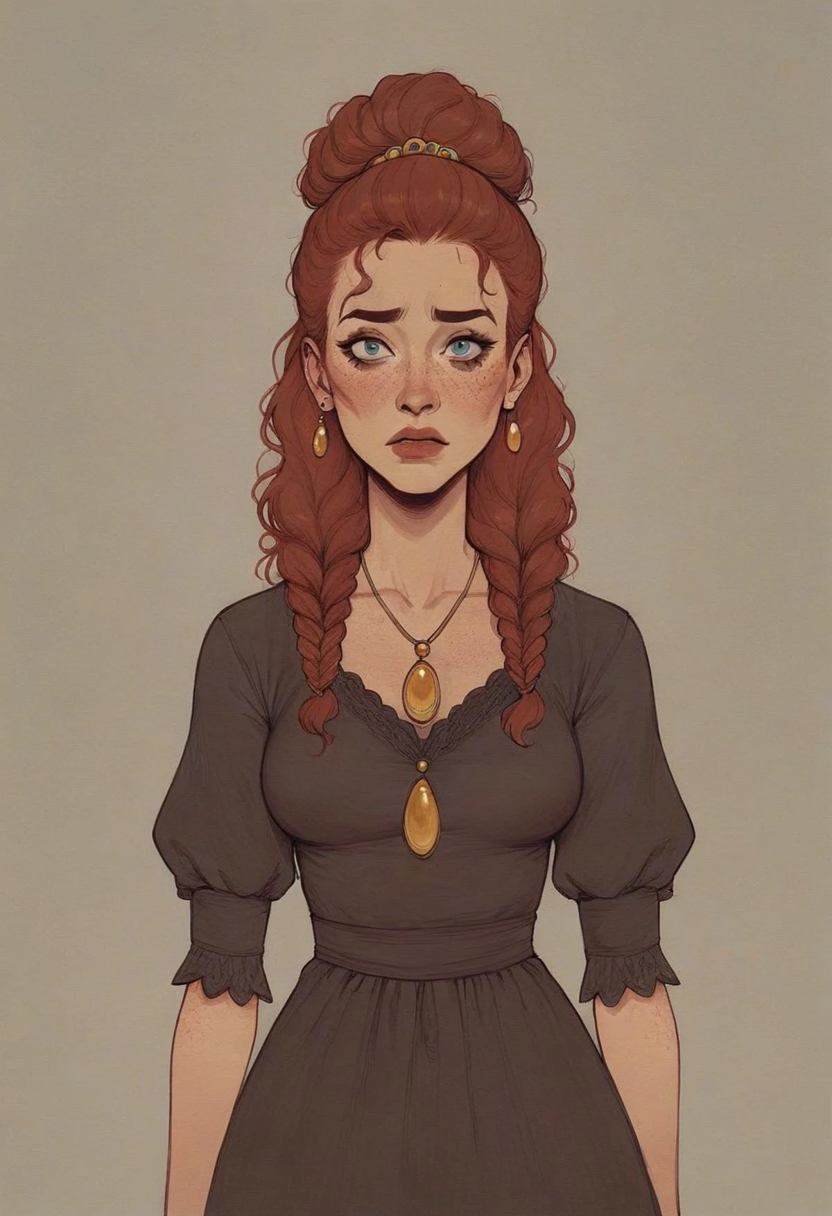score_9, score_8_up, score_7_up, 1girl,Goldshire peasant girl, ragged roughspun dress, m3y3r,cheap dress, peasant clothes,redlionstyle, depth of focus,Goldshire forest background,((pack of hungry gnolls)) background, red hair, deep blue eyes, freckles, in motion, clutching large yellow gemstone
<lora:more_details:0.9> <lora:OIS Red Lion Style LoRA_Pony XL v6:0.8> <lora:m3y3rXLP:0.4>