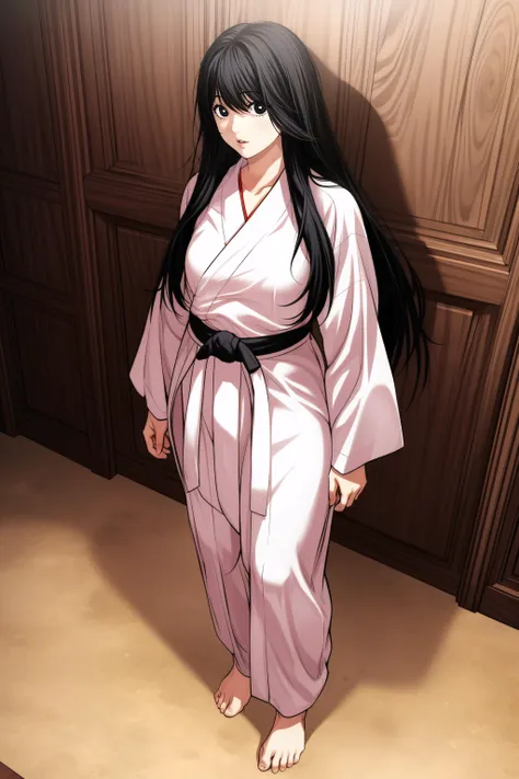 (masterpiece, best quality), <lora:kim sujin-lora-Faxtron:0.8> kim sujin, black eyes, black hair, long hair, medium breasts, white judogi, long sleeves, barefoot, standing, 
<lora:add_detail:0.8>