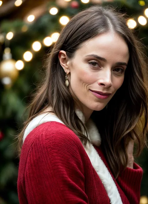 RAW photo of abigailspencer-ti, natural lighting, 8k uhd, dslr, high quality, film grain, Fujifilm XT3, <lora:add_detail:0.7> by Ansel Adams, (christmas clothing)