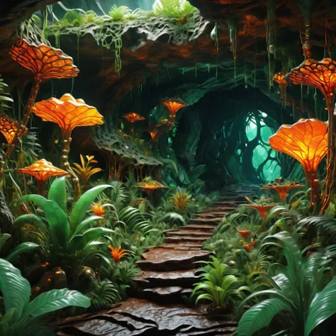 ((best quality)), ((masterpiece)), ((realistic,digital art)), (hyper detailed),DonMG414XL Jungle Cave Pearl, octane rendering, raytracing, volumetric lighting, Backlit,Rim Lighting, 8K, HDR, <lora:DonMG414XL-000015:1>