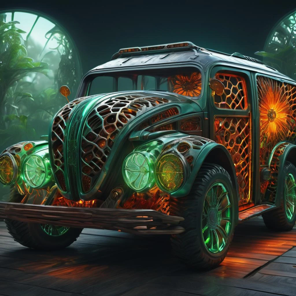 ((best quality)), ((masterpiece)), ((realistic,digital art)), (hyper detailed),DonMG414XL Serenity (Firefly), Aggressive Front Grille, Multi-Pane Windows, Brake Lights, Hood Graphics, Wood, Futuristic, , octane rendering, raytracing, volumetric lighting, Backlit,Rim Lighting, 8K, HDR, <lora:DonMG414XL-000015:1>