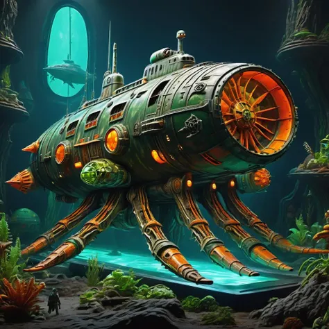 ((best quality)), ((masterpiece)), ((realistic,digital art)), (hyper detailed),DonMG414XL  Gungan Bongo Submarine (Star Wars),   Running Board Lights,   Dragonbone, __properties/Visual-Appearance__,  Textured Panels,, octane rendering, raytracing, volumetric lighting, Backlit,Rim Lighting, 8K, HDR,   <lora:DonMG414XL-000015:1>