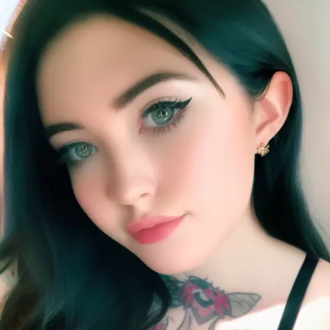 marinamui,RAW photo,(high detailed skin:1.2), 8k uhd, dslr, soft lighting, high quality, film grain, Fujifilm XT3,MODELSHOOT STYLE,a bust portrait of a girl, beautiful woman, model photo, contest winner, Bokeh,black hair,gray eyes,tatoo, <lora:marinamui_v01:.9>