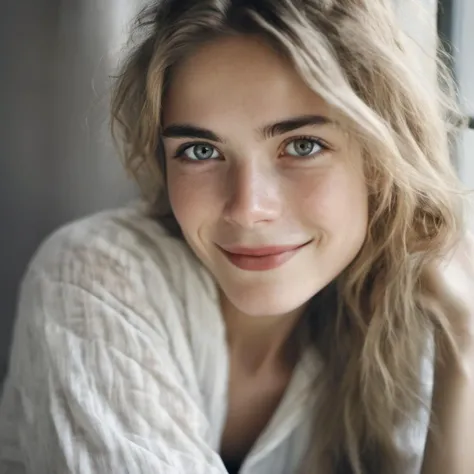kienanshipka A half body Portrait of a beautiful 26 year old woman, smile focus on eyes, sexy stare <lora:kienanshipka_xl_lora_20:1>