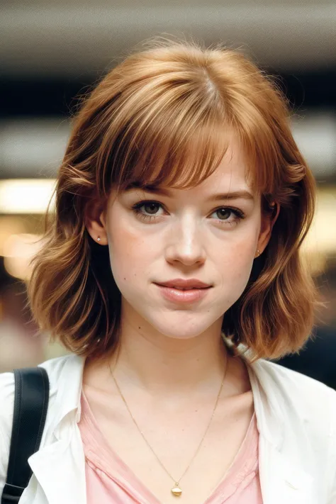 <lora:GoodHands-vanilla:1>, a girl shopping in a large busy mall, (m0lly), makeup, (smile, happy), short ginger hair, (looking at viewer:1.4), (80s style), pink shirt, ultra high quality, dynamic lighting, cinematic, (hyperrealism:1.2), (8K UHD:1.2), (photorealistic:1.2), analog style, soft lighting, heavy shadow, masterpiece, 8k, golden ratio, Intricate, high detail, film photography, soft focus <lora:add_detail:0.6>