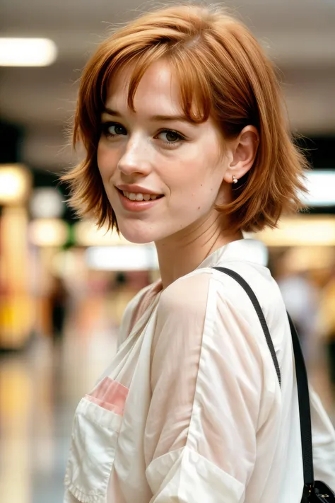Evan Rachel Wood with short hair completely naked and smiling