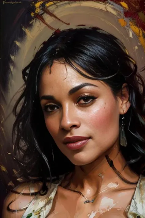 masterpiece, best quality, Beautiful (rosariodawson) appearing from colorful liquid oil paint, swirling paint, cinematic lighting, by karol bak, full body posing, angelababy, ((painting, canvas, fine art)), detailed, (fantasy art), cool, ((digital art)), (digital illustration), 4k, trending on artstation, trending on cgsociety, cinematic, agfacolor, low coloration, Norman Rockwell, Franz Xaver Winterhalter, Jeremy Mann, Artgerm, Ilya Kuvshinov, Anges Cecile, Michael Garmash, <lora:rosariodawson:1.0>
