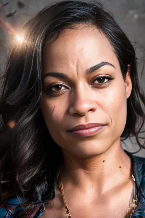 <portrait of rosariodawson as captain marvel, feminine, epic > (photo, studio lighting, hard light, sony a7, 50 mm, hyperrealistic, big depth of field, mate skin, pores, wrinkles, concept art, colors, hyperdetailed, hyperrealistic), <lora:rosariodawson:1.0>