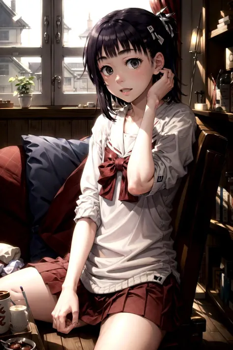 best quality, masterpiece, <lora:aikawaKizuna-000100:1>, aikawa kizuna, solo, serafuku, looking at viewer, skirt, eye focus