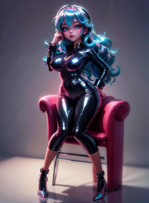 (masterpiece, best quality) analogue photo of petite curvy short young woman, age21, (( full body)) head rest , side pose wearing (holographic:0.9) (chrome:1.1) Cropped pants , kinky latex bondage, Wearing a Tailored Blouse , medium breasts (thick ass:0.7), revealing clothes, beautiful face with large head big hairdo, epic stylized background Beijing, China , 1980s epic flowing shiny purple and pink hair, fashion photography, well lit face, (UHD, HDR, highres, ultra detailed)  <lora:EnvyThiccMix01:0.7>  <lora:EnvySuperMix01:0.7> <lora:EnvyBeautyMix02:0.8>  <lora:LatexAIV2:0.7>