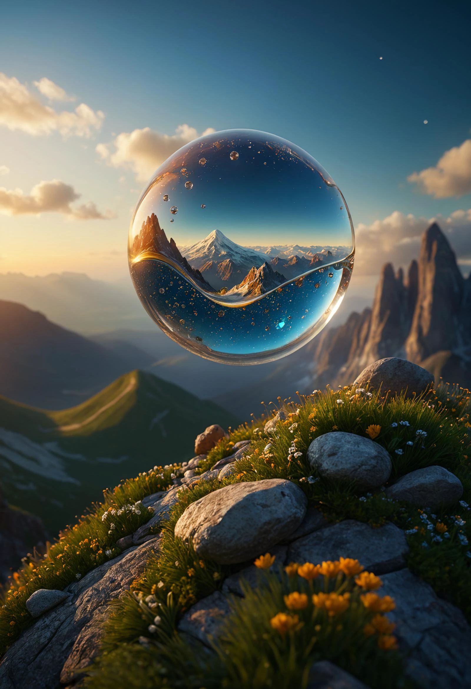 perfect composition, beautiful detailed intricate insanely detailed octane render, 8k artistic photography, photorealistic concept art, soft natural volumetric cinematic perfect light, chiaroscuro, award - winning photograph, masterpiece, hyperrealistic, view of depth:0.9, (synthetic transparent:1.4), highly detailed, highly intricate, high altitude terrain, vibrant colors, sharp focus:1.4, (Miki Asai Macro photography:1.5), close-up, trending on artstation, studio photo, by greg rutkowski rays of light