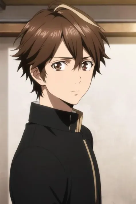 masterpiece, best quality, high quality, 1boy, solo, male focus, looking at viewer, upper body, <lora:shuu_ouma:0.78>, shuu_ouma, brown hair, brown eyes, realistic, gakuran