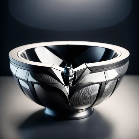 <lora:BatmanCoreXL:1>BatmanCore decorative bowl, sleek, (carbon fiber:0.7), (tech:0.8), (sci-fi:0.7), 24mm, (analog, cinematic, film grain:1.3), Bokeh DOF, (Masterpiece:1.3) (best quality:1.2) (high quality:1.1)