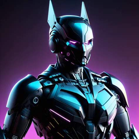 <lora:BatmanCoreXL:1>BatmanCore 3D render of an intricate retro wave futuristic sci-fi robot, neon lights, in the style of Daniel Dociu, dramatic lighting, vibrant colors, Trending on Artstation HQ, 4K, UHD, High quality, Unreal Engine, sleek, (carbon fiber:0.7), (tech:0.8), (sci-fi:0.7), 24mm, (analog, cinematic, film grain:1.3), Bokeh DOF, (Masterpiece:1.3) (best quality:1.2) (high quality:1.1)