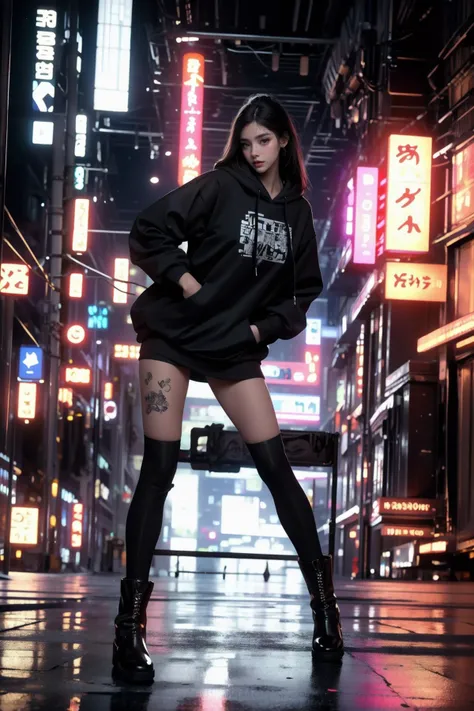 (RAW photo, best quality, masterpiece, ultra-detailed, high res, realistic), (extremely delicate and beautiful:1), (1girl:1.2, solo, full body, model pose, standing), streetwear, hoodie, high boots street, excited (bokeh:1), ( beautiful light, soft light:1, film grain:0.5)
<lora:GoodHands-beta2:0.8>