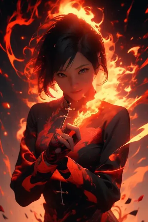 1girl,chinese clothes, flame print, gloves, petal, r1ge, solo, looking at viewer, smile, <lora:r1ge - AnimeRage:0.9> <lora:lynn00:0.4>masterpiece, best quality, ultra high res, beautiful, visually stunning, elegant, incredible details, award-winning painting,