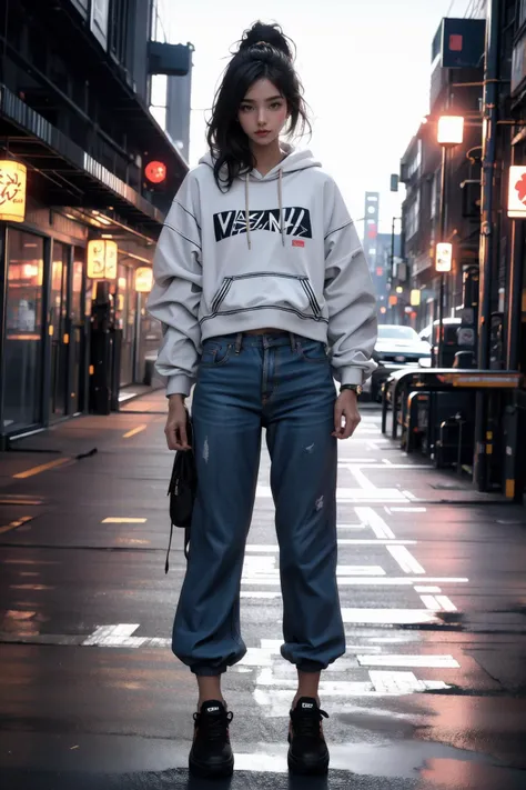 (RAW photo, best quality, masterpiece, ultra-detailed, high res, realistic), (extremely delicate and beautiful:1), (1girl:1.2, solo), streetwear, hoodie, street, excited (bokeh:1), ( beautiful light, soft light:1, film grain:0.5)
<lora:GoodHands-beta2:0.8>