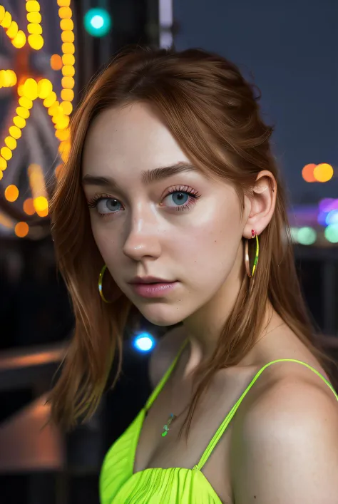 ((Selfie:1.1)), (raw:1.1) photo of (An4S41401-1300:0.99), a woman as a model, modelshoot style, (extremely detailed CG unity 8k wallpaper), photo of the most beautiful artwork in the world, professional majestic oil painting by Ed Blinkey, Atey Ghailan, Studio Ghibli, by Jeremy Mann, Greg Manchess, Antonio Moro, trending on ArtStation, trending on CGSociety, Intricate, High Detail, Sharp focus, dramatic, photorealistic painting art by midjourney and greg rutkowski, (at night:1.2), (dimly lit), (neon lights:1.2), (carnival:1.1), (makeup:1.1), ((ferris wheel in background)), ((summer dress:1.2)), (looking at viewer:1.3), (detailed pupils:1.3), (modern outfit:1.2), (closeup), (earrings), <lora:LowRa_2:0.3>