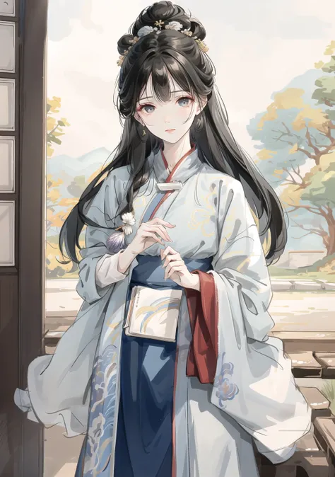 ru_qun,best_quality,head,original_outfit,hanfu,clear details,masterpiece, best_quality, clear details,1girl,Sky blue and white clothes,read a book,holding book, ,Chinese park background,cowboy shot,detailed skin texture,detailed cloth texture, beautiful detailed face, ultra detailed,photorealsim, SongStyle, <lora:hanfu_v28:0.8> <lora:Moxin_10:0.5>